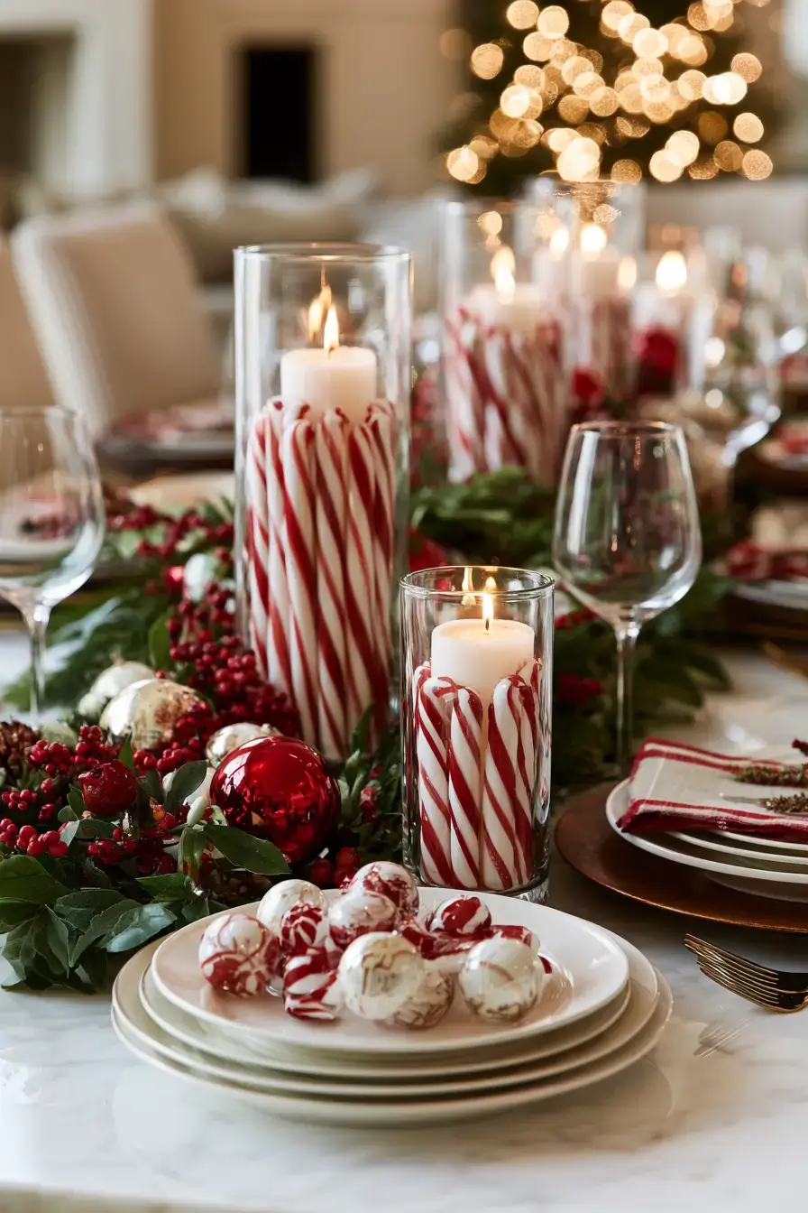 27 Candy Cane Centerpiece Ideas for Cozy Holiday Gatherings 21 crate barrel christmas table style 1