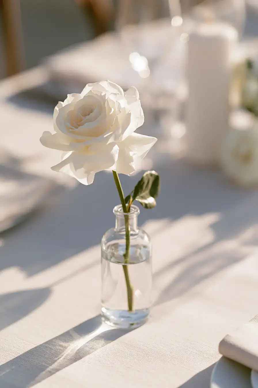 27 Bud Vase Wedding Centerpiece Ideas for Elegant Receptions 21 minimalist wedding vase beauty 1
