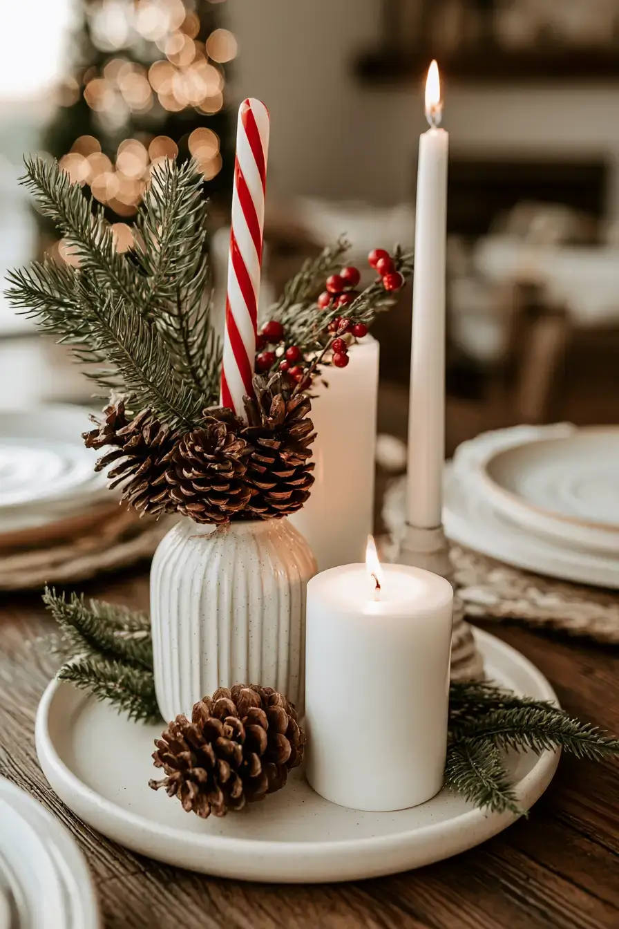27 Candy Cane Centerpiece Ideas for Cozy Holiday Gatherings 22 pottery barn holiday table charm 1