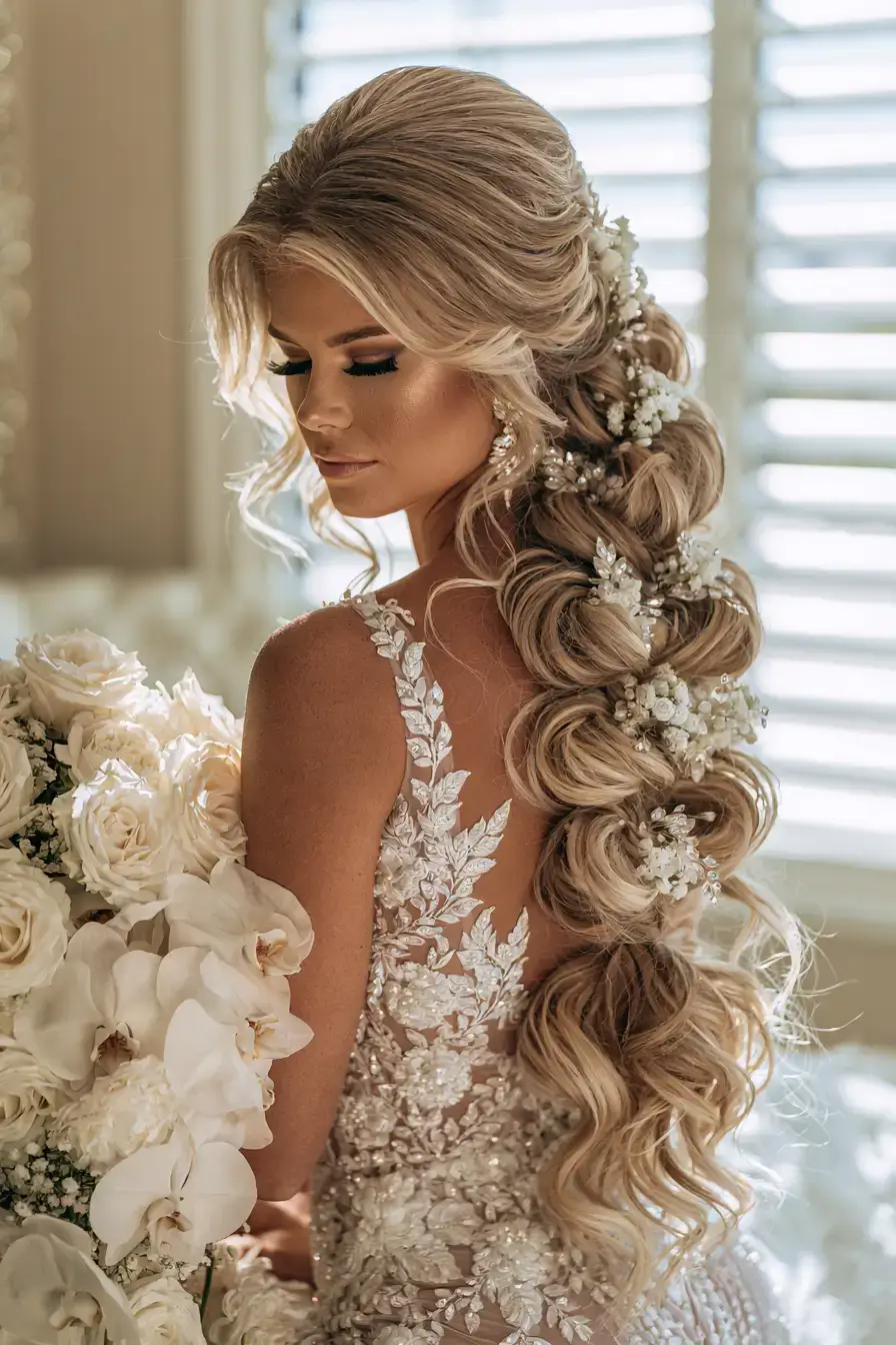 27 Timeless Waterfall Braid Wedding Hair Ideas for Brides 22 romantic wedding wave beauty 1