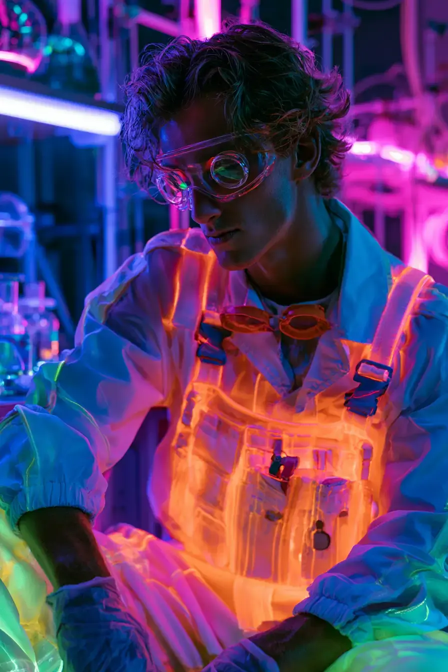 27 Spooky Mad Scientist Costume Ideas for an Unforgettable Night 23 glowing neon scientist costume 1