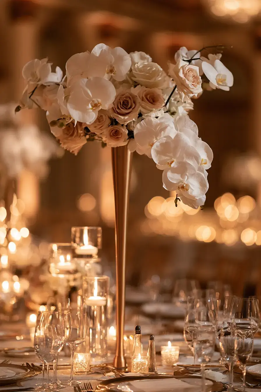 27 Bud Vase Wedding Centerpiece Ideas for Elegant Receptions 23 gold wedding vase glamour 1