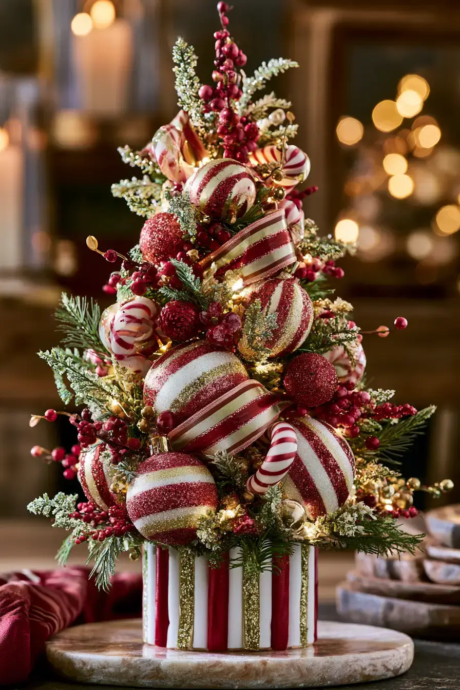 27 Candy Cane Centerpiece Ideas for Cozy Holiday Gatherings 24 candy cane christmas tree ideas 1