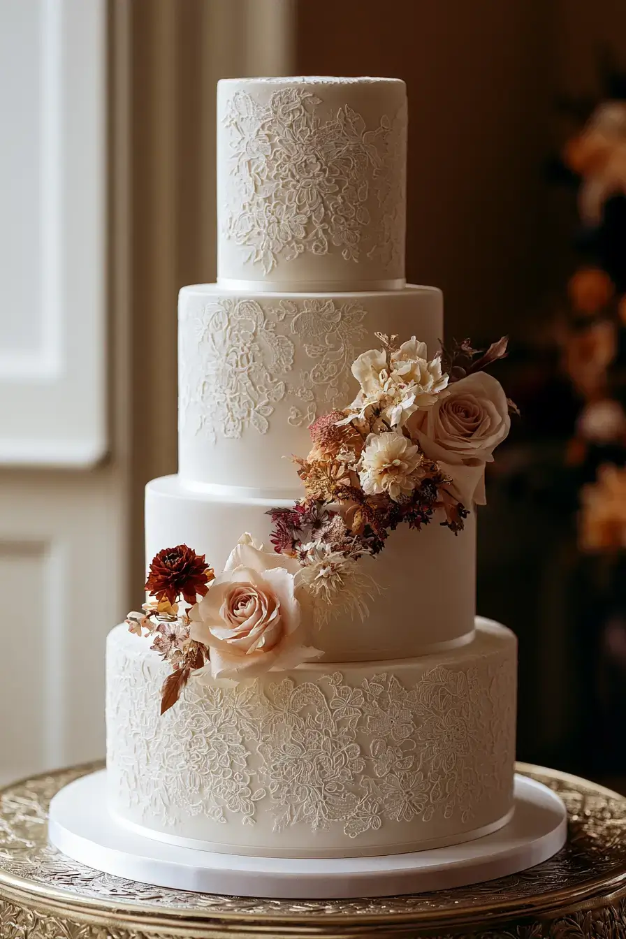 25 elegant lace wedding cake 1