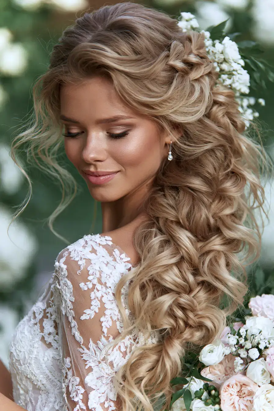 27 Timeless Waterfall Braid Wedding Hair Ideas for Brides 26 beautiful bridal hair moments 1