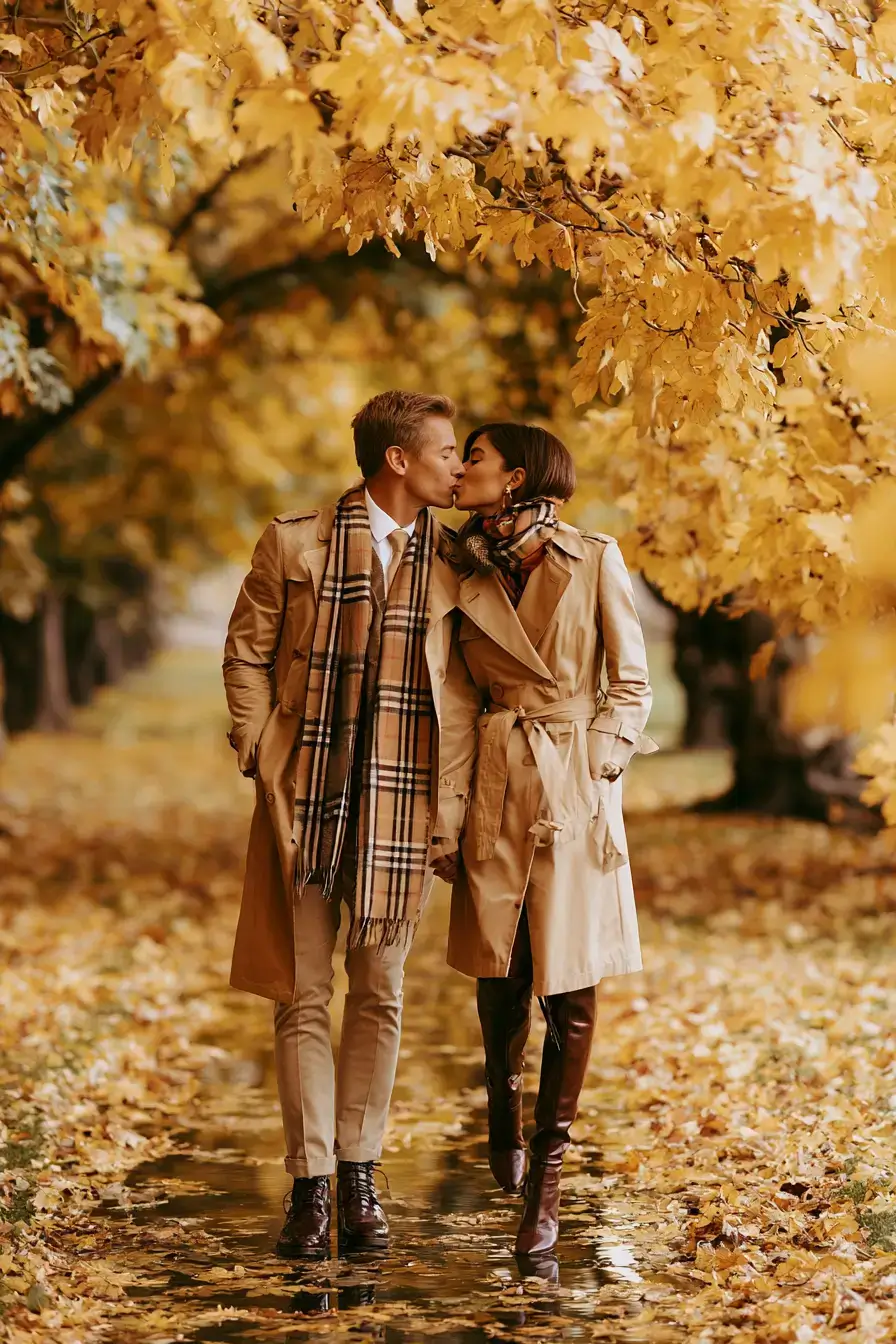 27 Stunning Fall Engagement Outfit Ideas for Picture Perfect Photos 27 burberry luxury seasonal layers 1