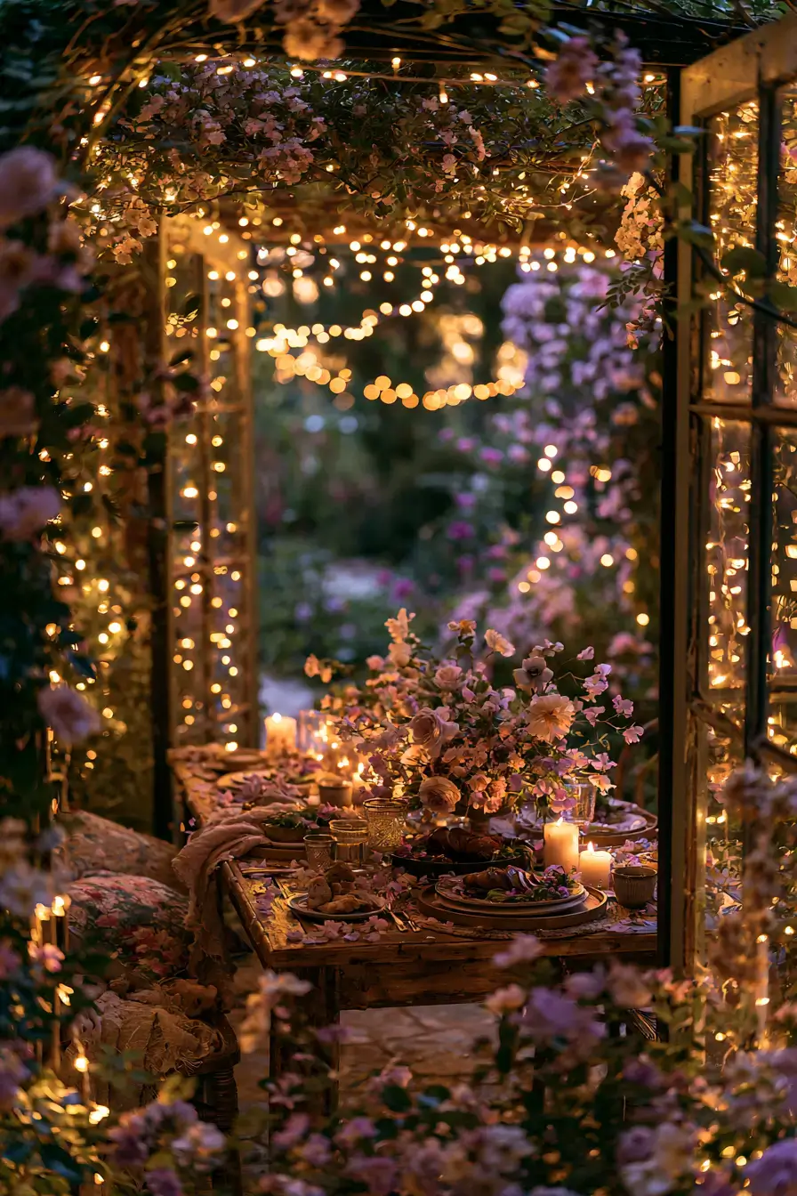 27 Romantic Dinner Ideas for the Perfect Candlelit Evening 27 garden inspired love filled dinner 1