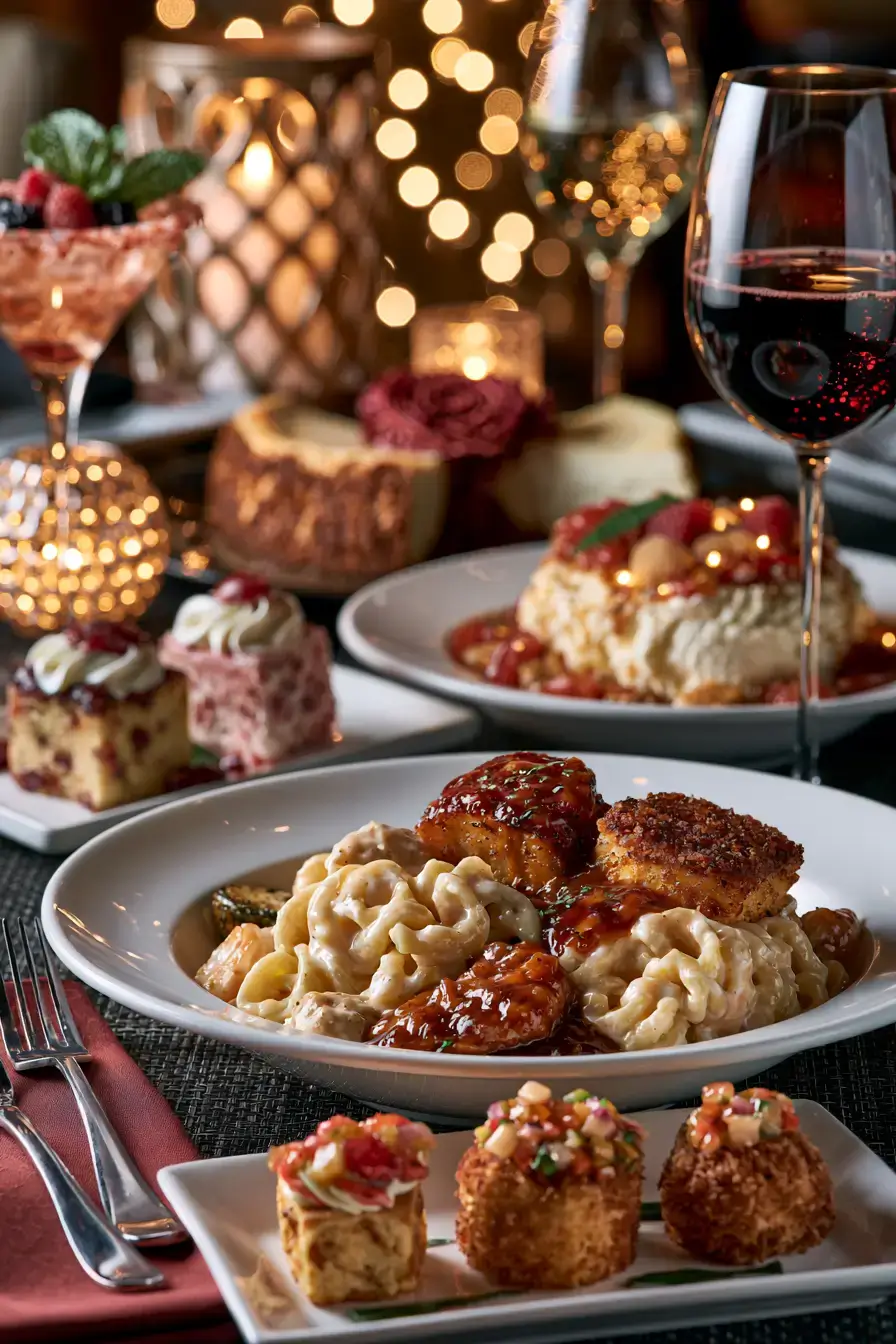 27 Romantic Dinner Ideas for the Perfect Candlelit Evening 3 cheesecake factory inspired date night feast 1