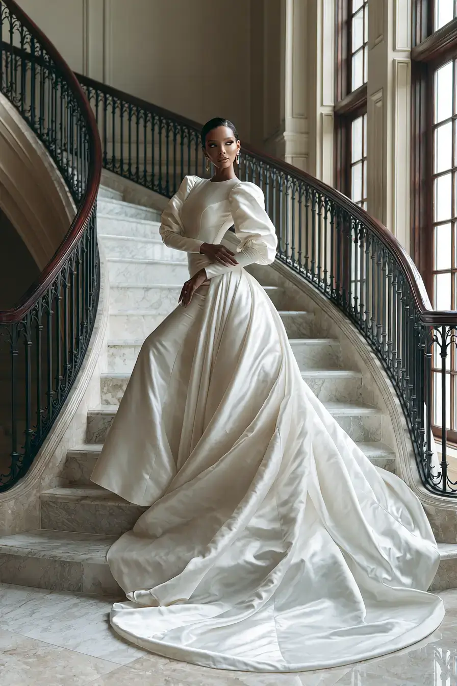 27 Breathtaking Satin Wedding Dresses with Sleeves for Classic Elegance 3 elegant sleeved wedding style 1