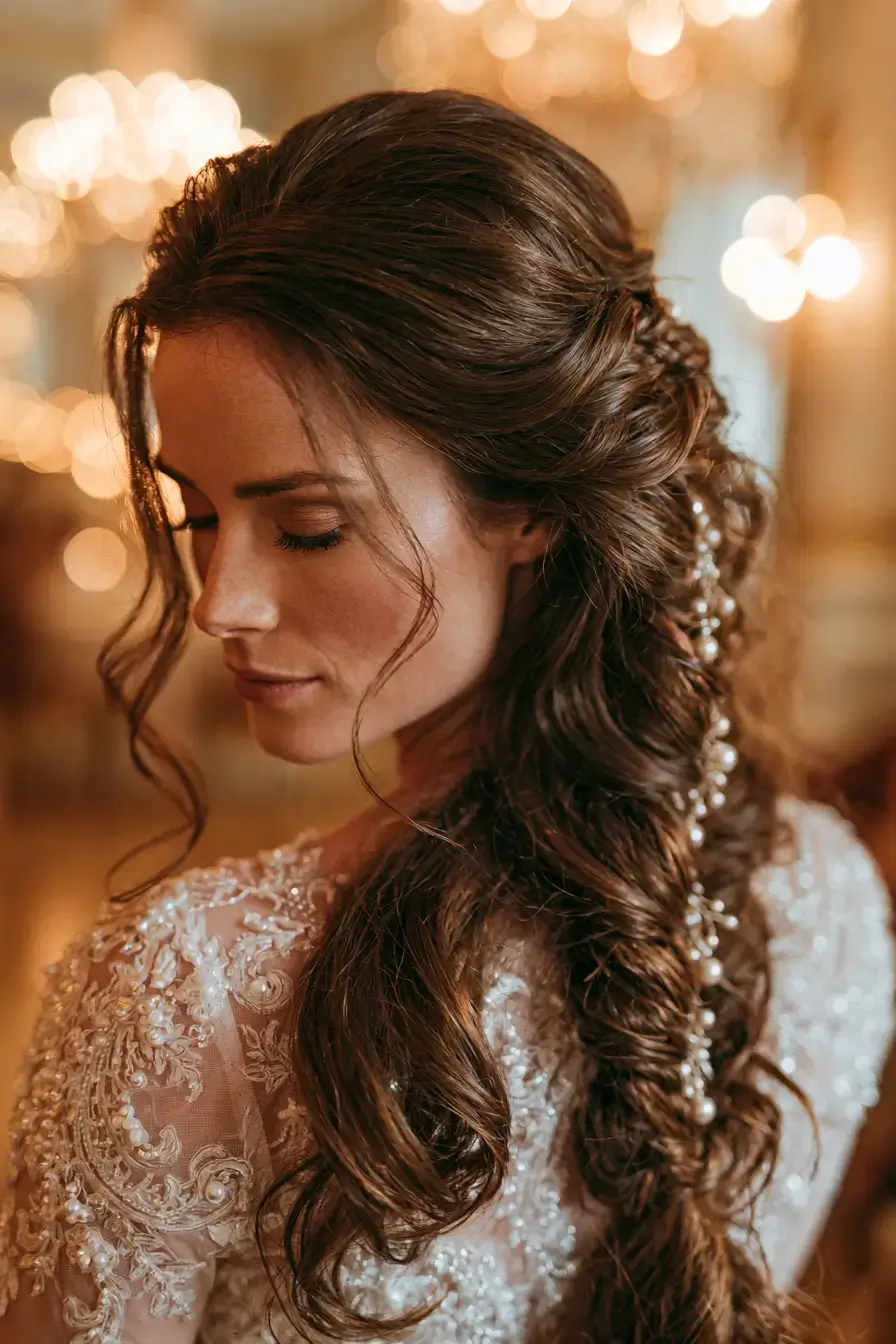 27 Timeless Waterfall Braid Wedding Hair Ideas for Brides 4 classic bridal hair charm 1