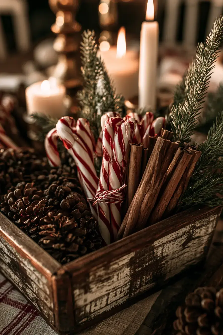 27 Candy Cane Centerpiece Ideas for Cozy Holiday Gatherings 4 rustic christmas table inspiration 1