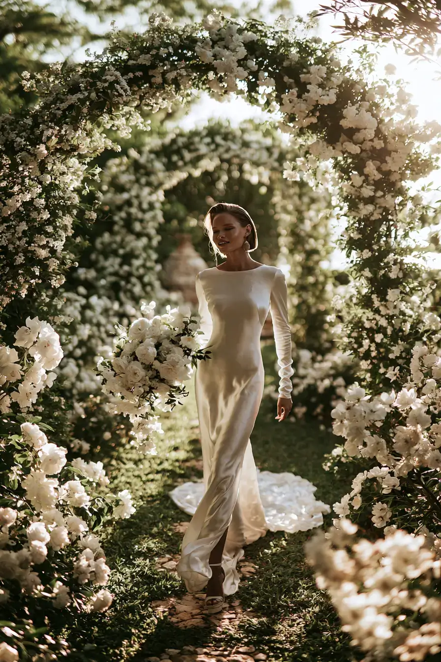 27 Breathtaking Satin Wedding Dresses with Sleeves for Classic Elegance 4 timeless long sleeve wedding fashion 1