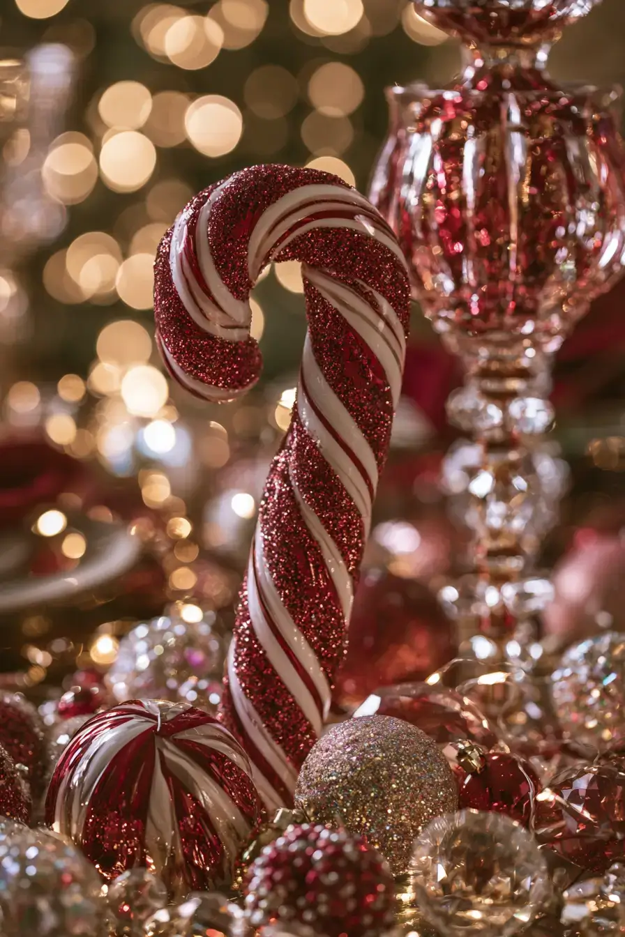 27 Candy Cane Centerpiece Ideas for Cozy Holiday Gatherings 6 glitter holiday candy cane inspiration 1