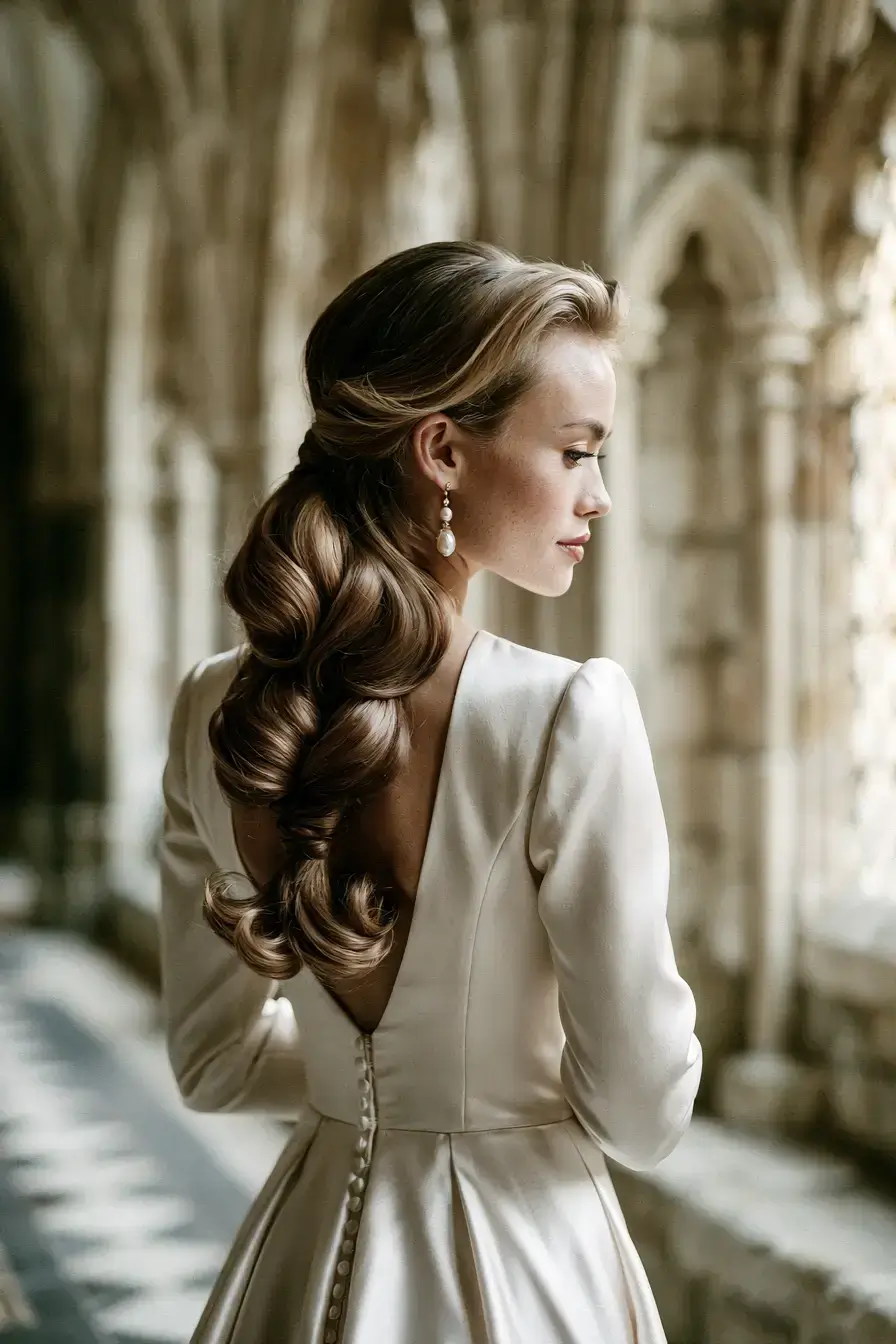 27 Timeless Waterfall Braid Wedding Hair Ideas for Brides 8 timeless bridal hair inspiration 1
