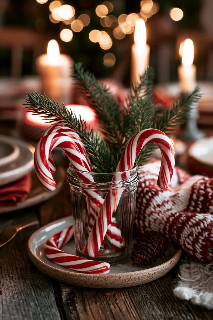 27 Candy Cane Centerpiece Ideas for Cozy Holiday Gatherings 9 cozy christmas table decorating ideas 1