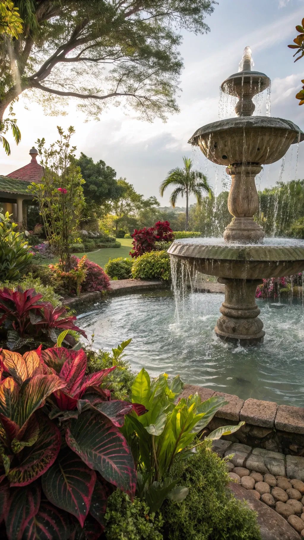 15 Enchanting Backyard Ideas to Create Your Witchy Outdoor Sanctuary A beautiful fountain surrounded by colorful foliage in an outdoor garden. Enchanting Backyard Ideas