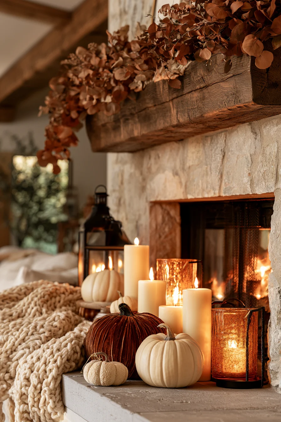 1 cozy autumn pumpkin mantle 1