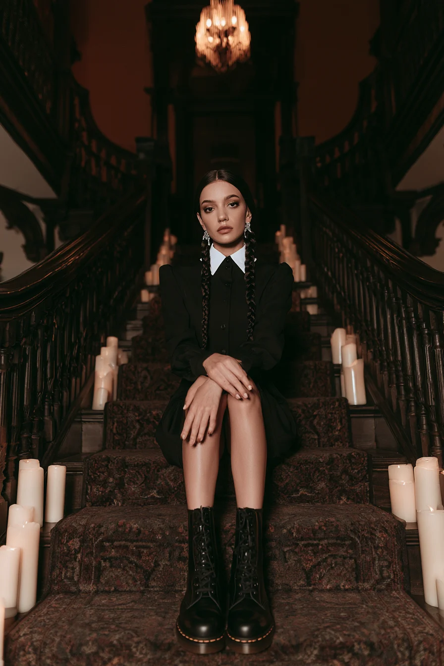 27 Black Halloween Costumes For A Spooky Look 1 mysterious wednesday halloween style 1