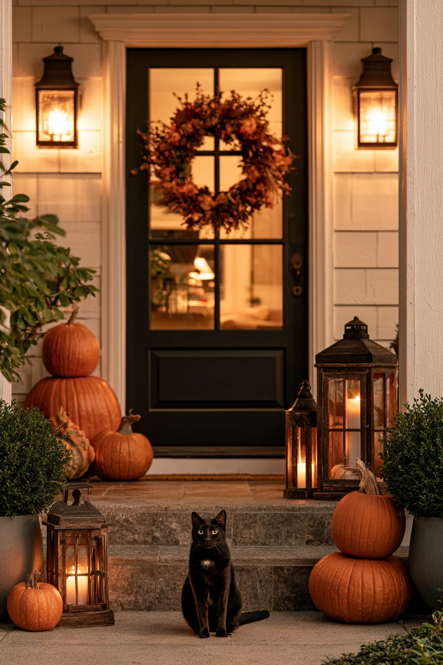 27 Budget Friendly Outdoor Halloween Decor Ideas 10 black cat porch charm 1