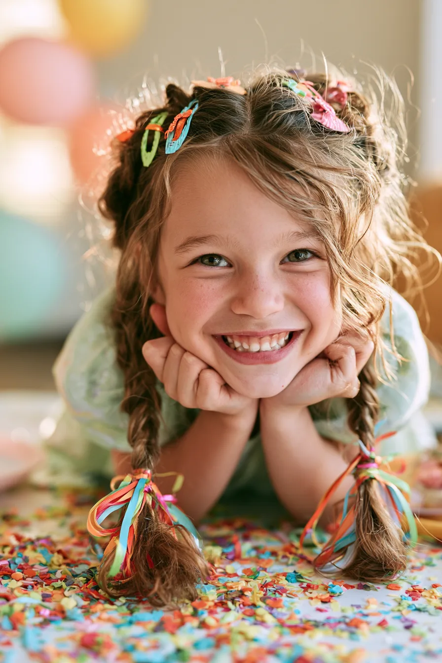 27 Magical Birthday Hairstyles for Kids 10 playful confetti birthday hair 1