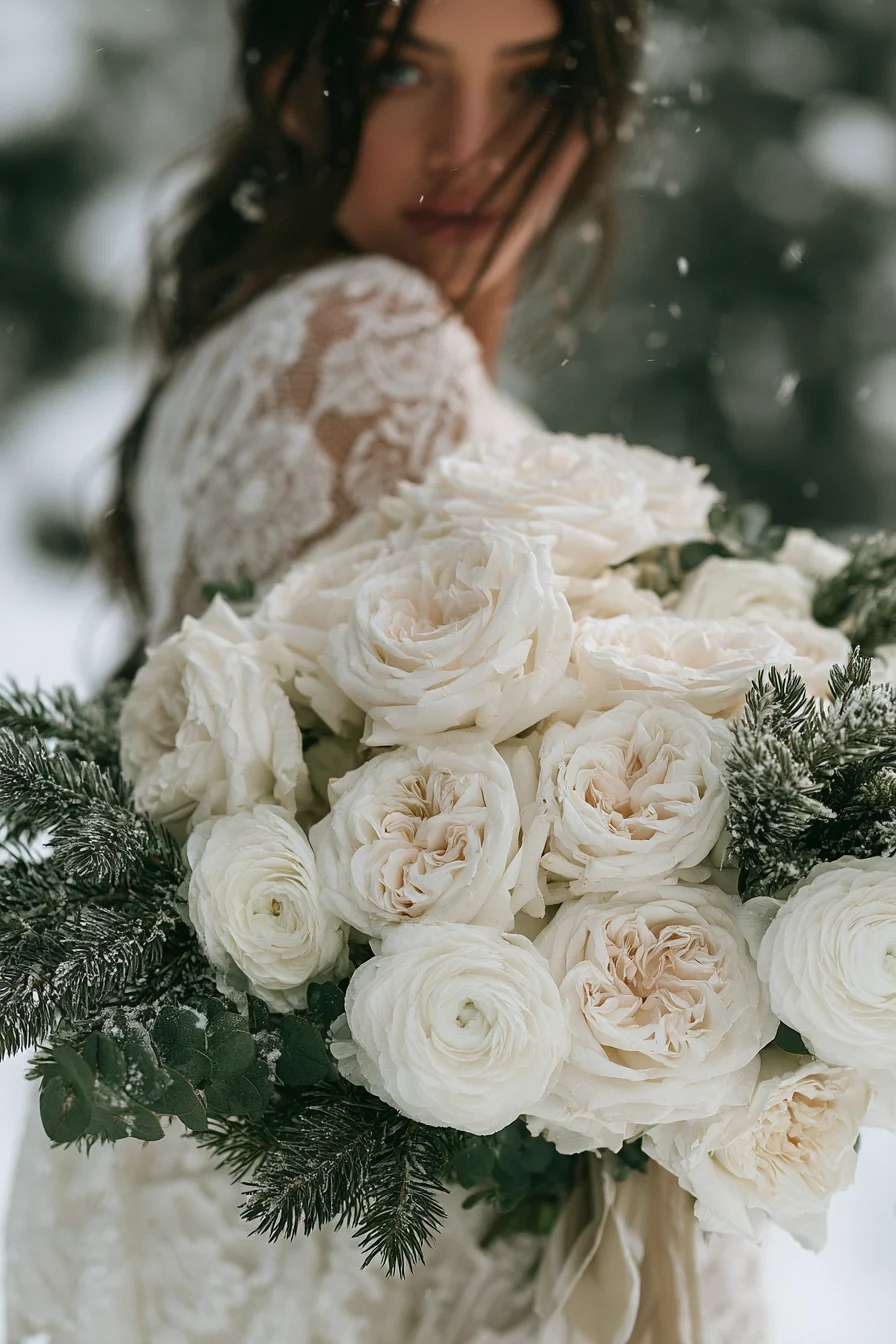 27 Cozy Winter Wedding Ideas For Dream Weddings 10 snowy winter bridal bouquet 1