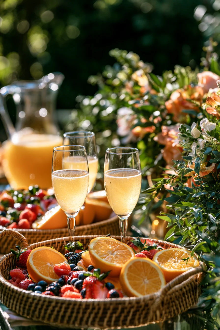 27 Modern Morning Wedding Ideas 11 festive mimosa wedding station 1
