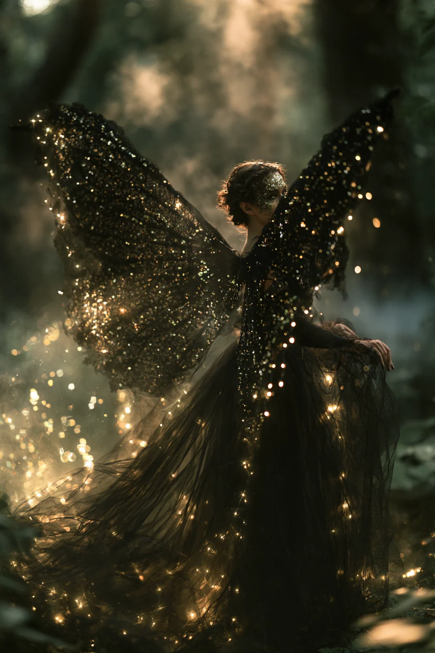 27 Black Halloween Costumes For A Spooky Look 11 magical black fairy sparkle 1