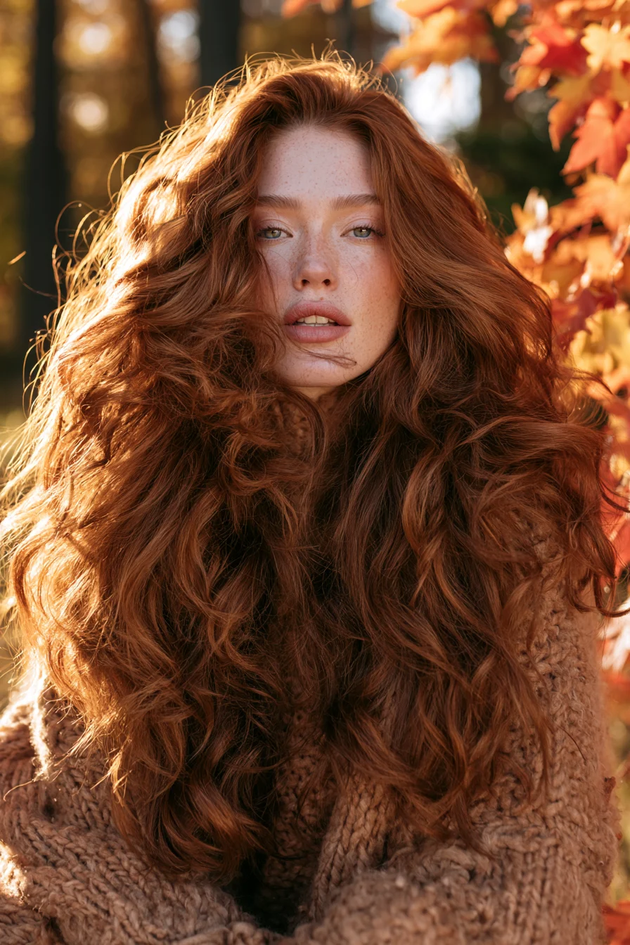 27 Chic Thanksgiving Hairstyles For Women 11 pumpkin spice autumn waves 1