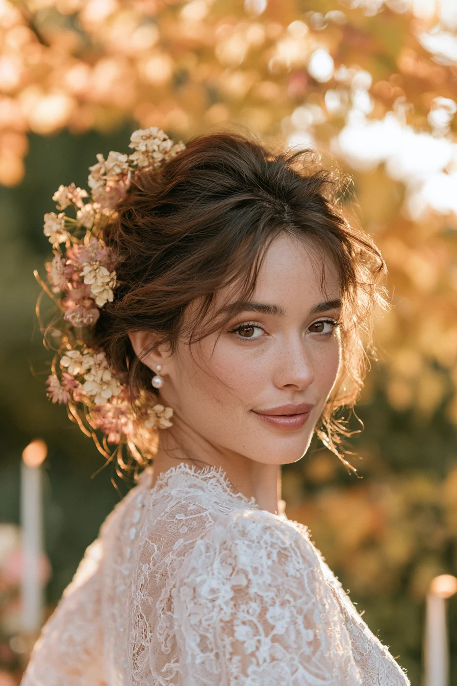 12 delicate autumn floral updo 1