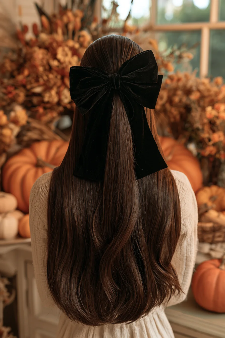 27 Chic Thanksgiving Hairstyles For Women 12 ghd velvet bow glamour 1