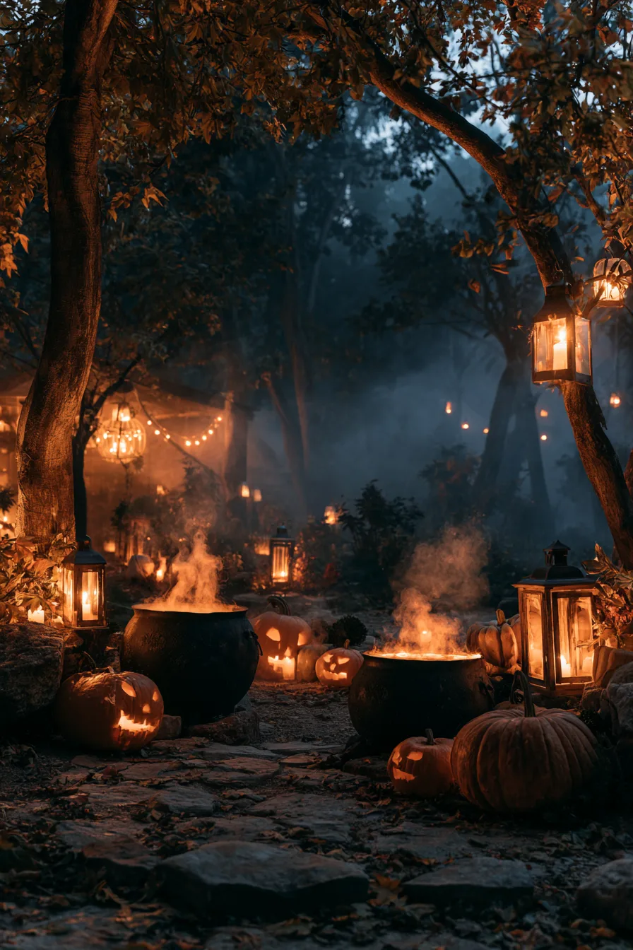 27 Budget Friendly Outdoor Halloween Decor Ideas 13 dramatic cauldron halloween yard 1