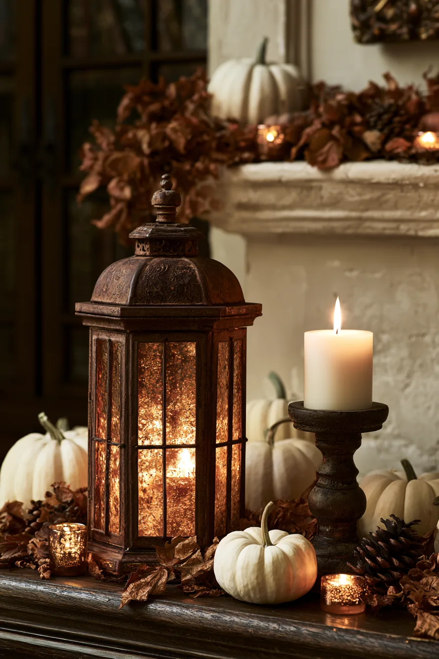 13 glowing amber lantern mantle 1