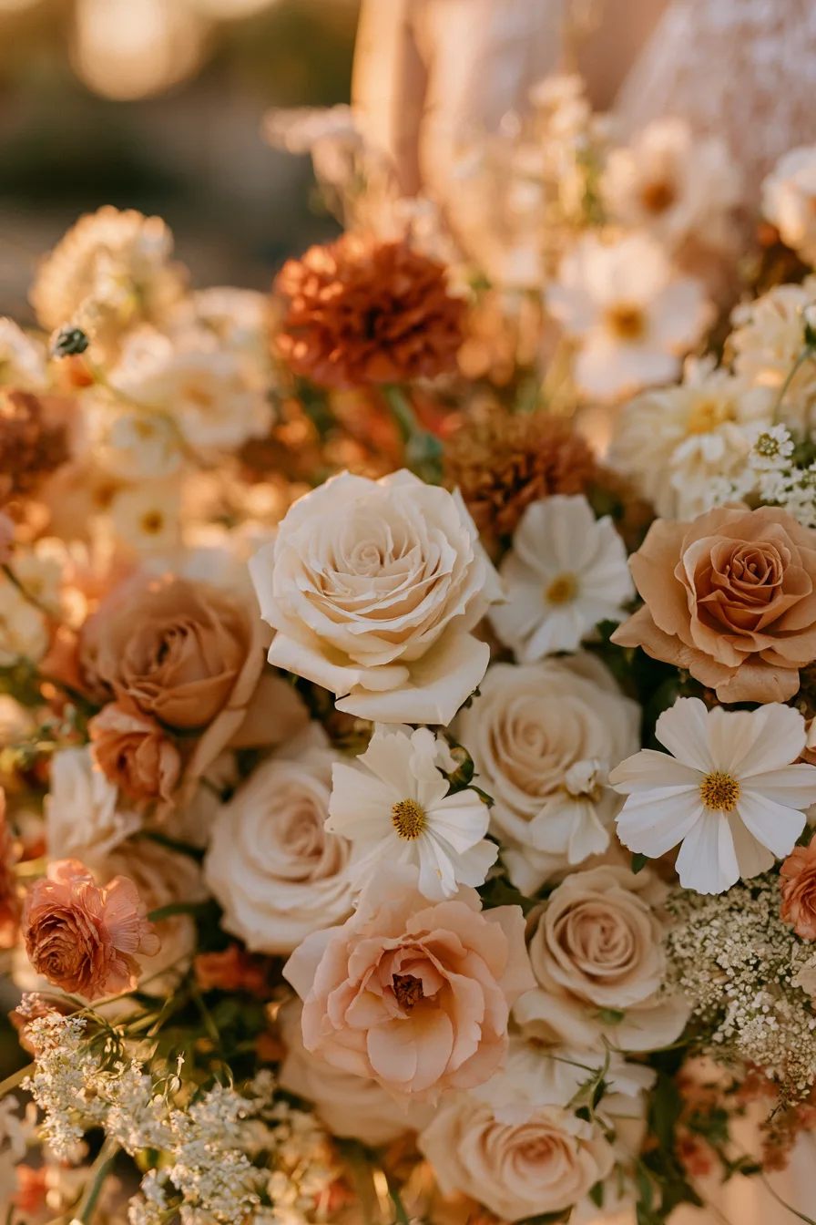27 Vibrant Fall Wedding Flowers 13 golden hour wedding florals 1