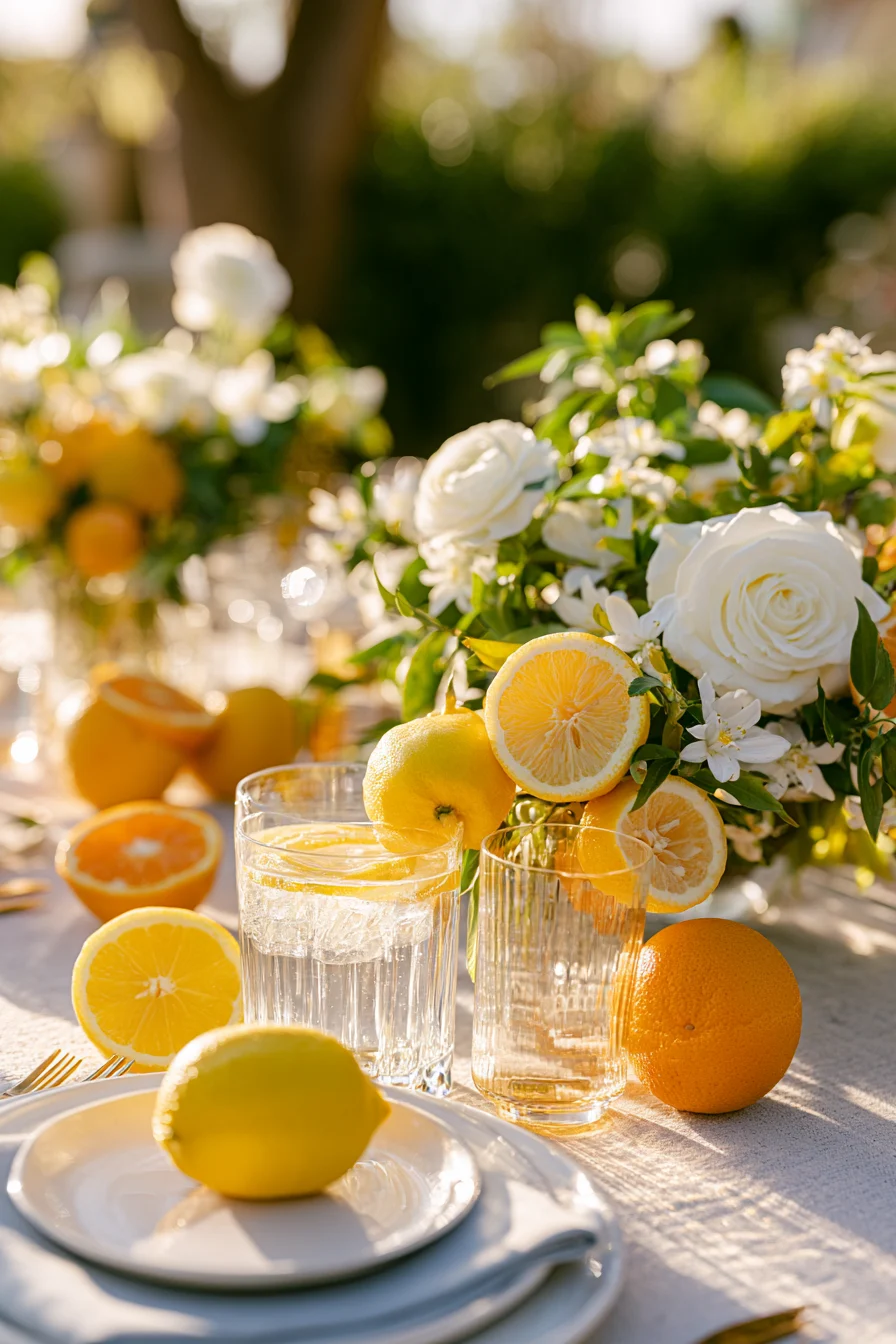 27 Modern Morning Wedding Ideas 13 vibrant citrus wedding decor 1