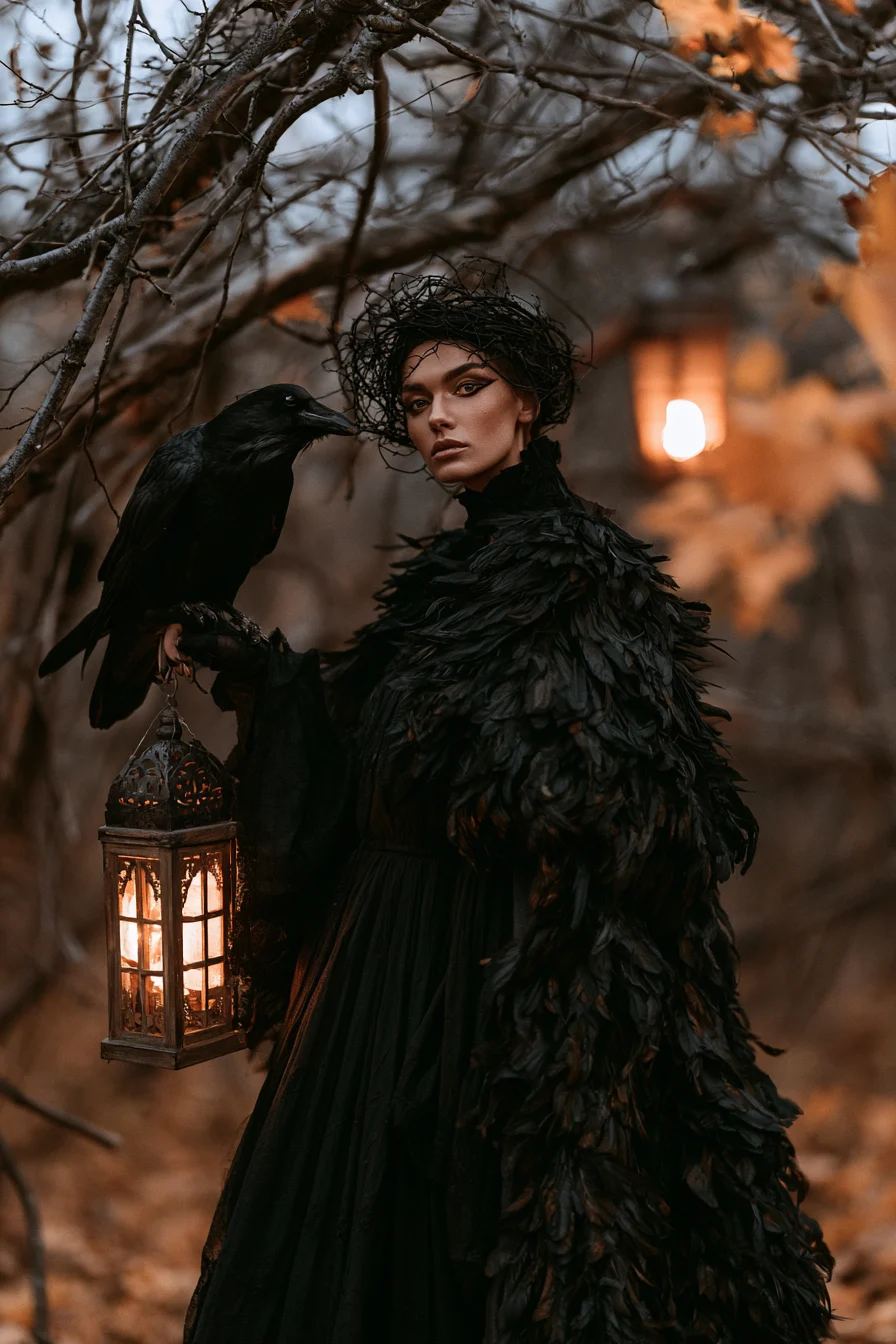 27 Black Halloween Costumes For A Spooky Look 14 moody raven halloween beauty 1