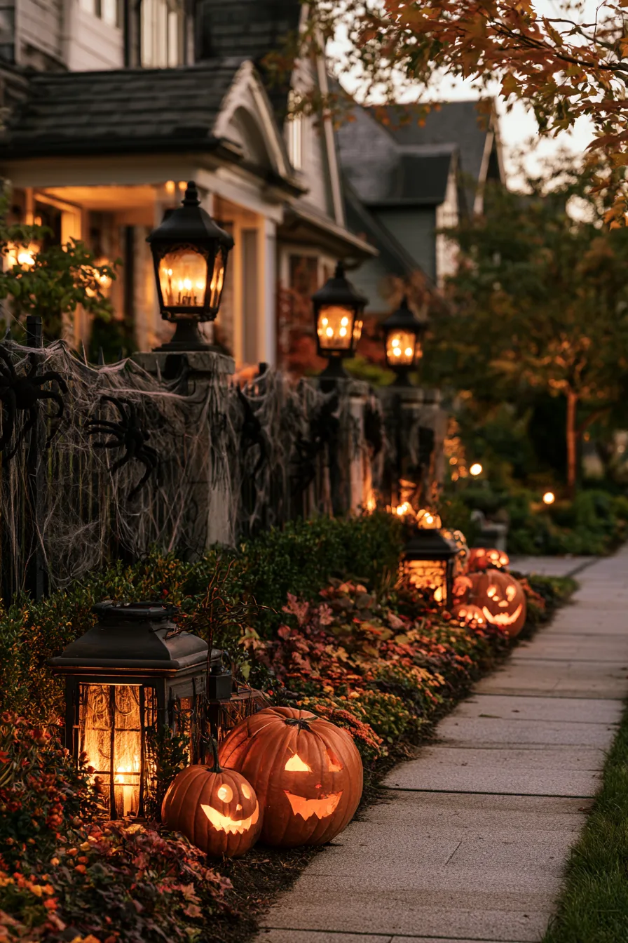 27 Budget Friendly Outdoor Halloween Decor Ideas 14 oversized spiderweb fence magic 1