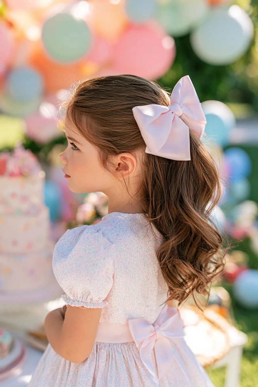 27 Magical Birthday Hairstyles for Kids 14 sweet bow party hairstyles 1