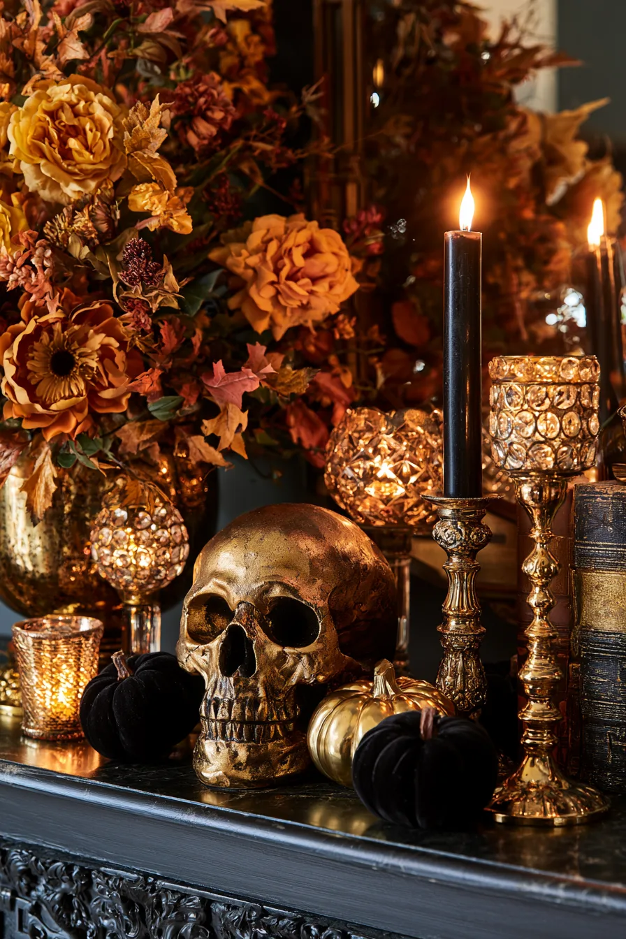 15 glamorous golden skull mantle 1