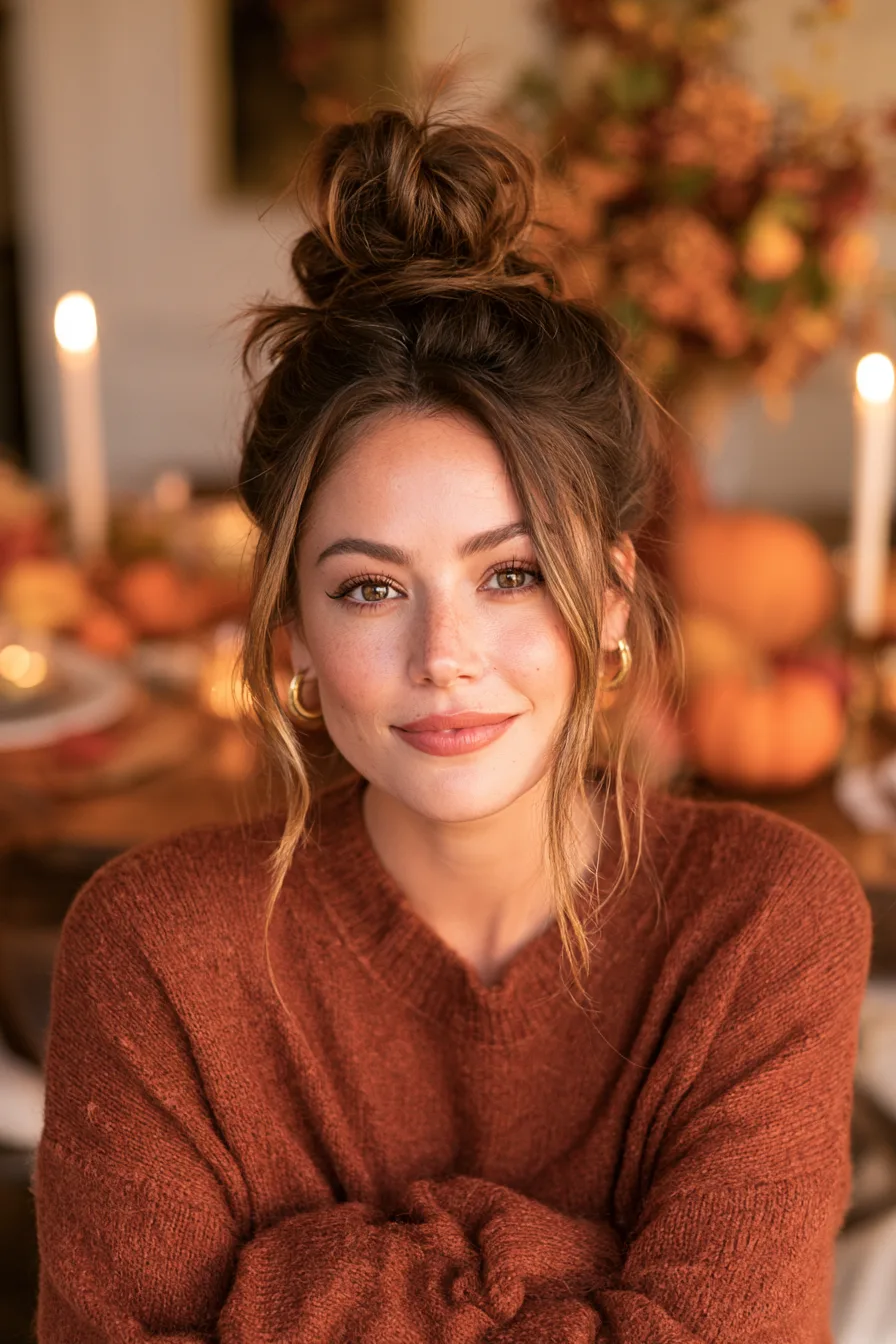 17 cozy thanksgiving top knot 1
