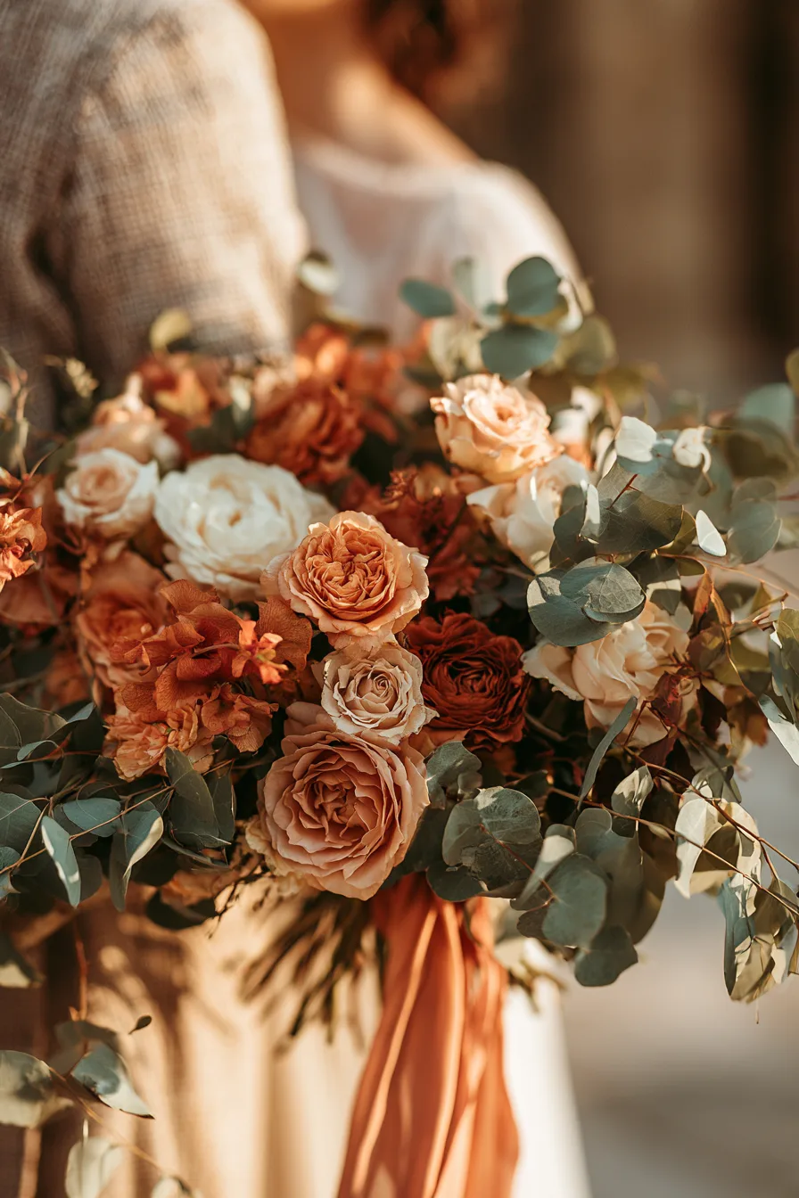 27 Vibrant Fall Wedding Flowers 18 caramel rust floral elegance 1