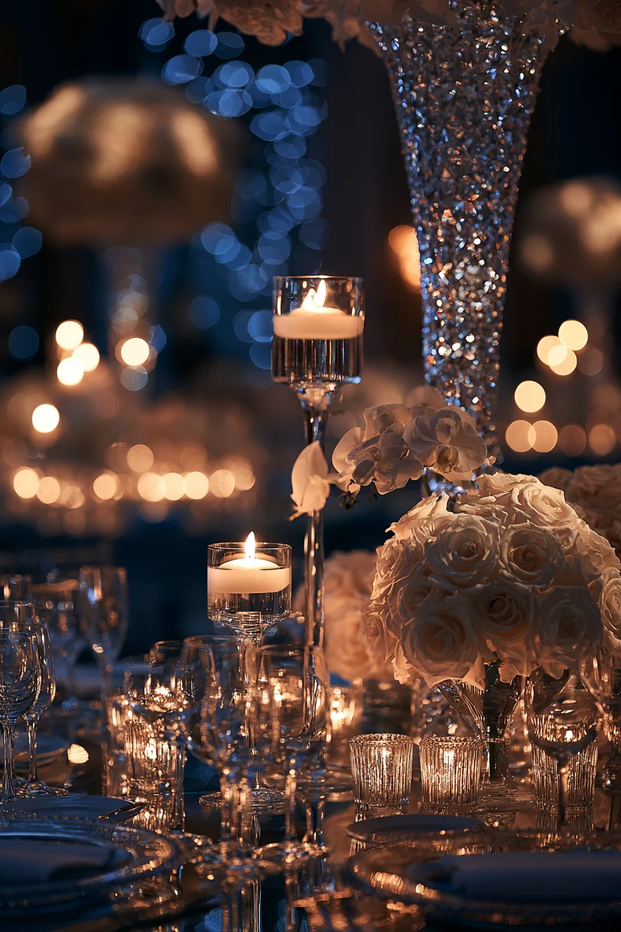 27 Cozy Winter Wedding Ideas For Dream Weddings 19 crystal winter reception glow 1