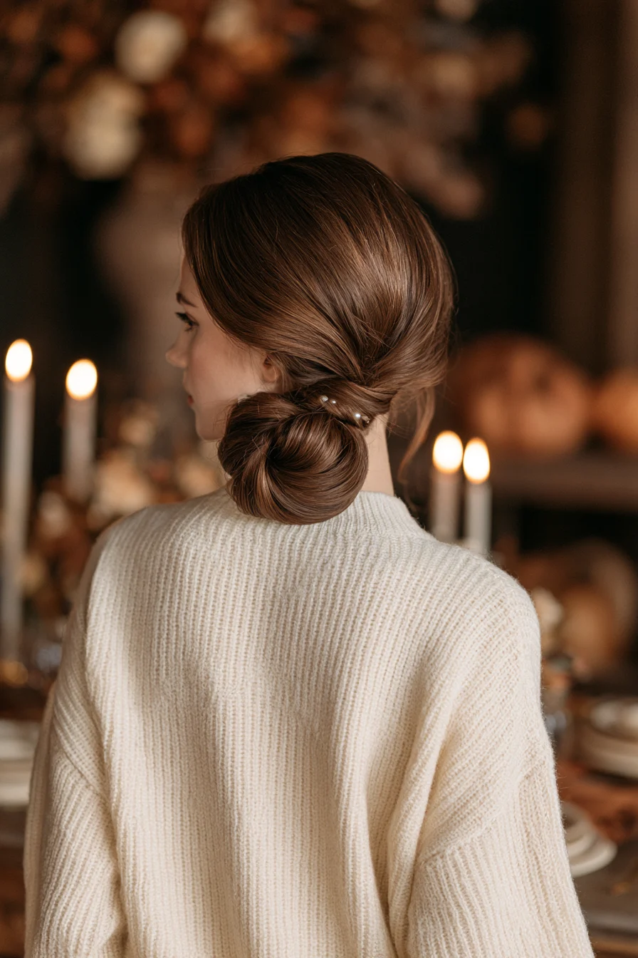 2 sleek holiday gathered bun 1