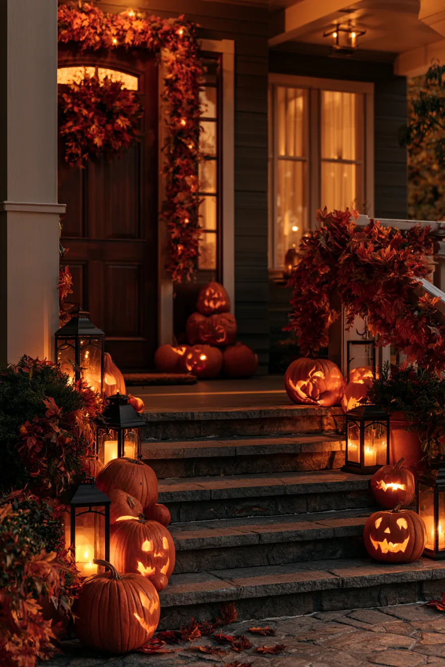 27 Budget Friendly Outdoor Halloween Decor Ideas 20 classic jack o lantern glow 1