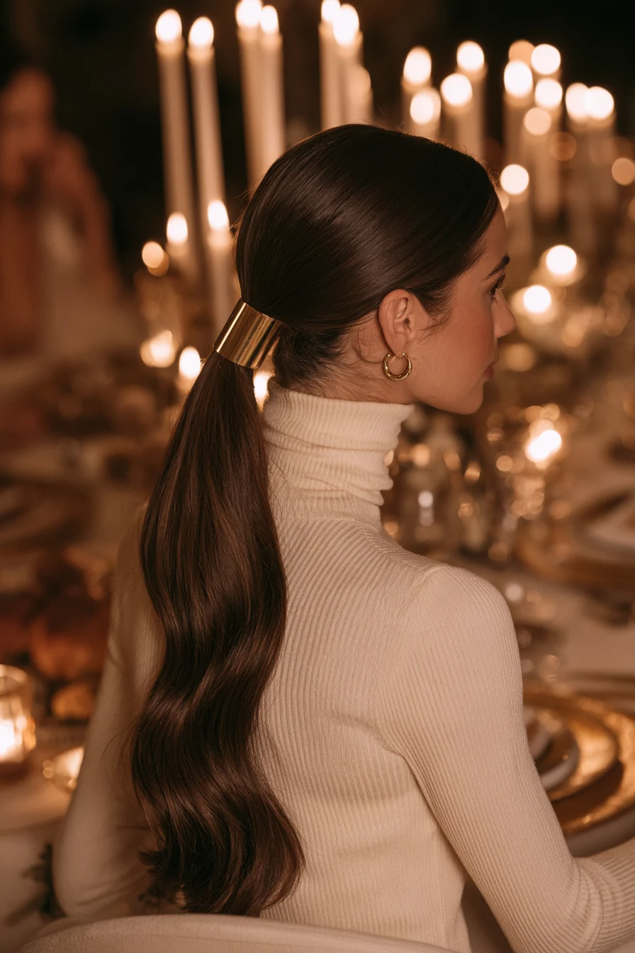 27 Chic Thanksgiving Hairstyles For Women 20 ghd golden sleek ponytail 1