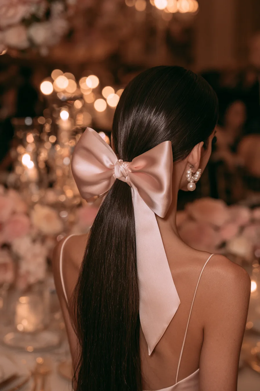 21 elegant satin bow ponytail 1