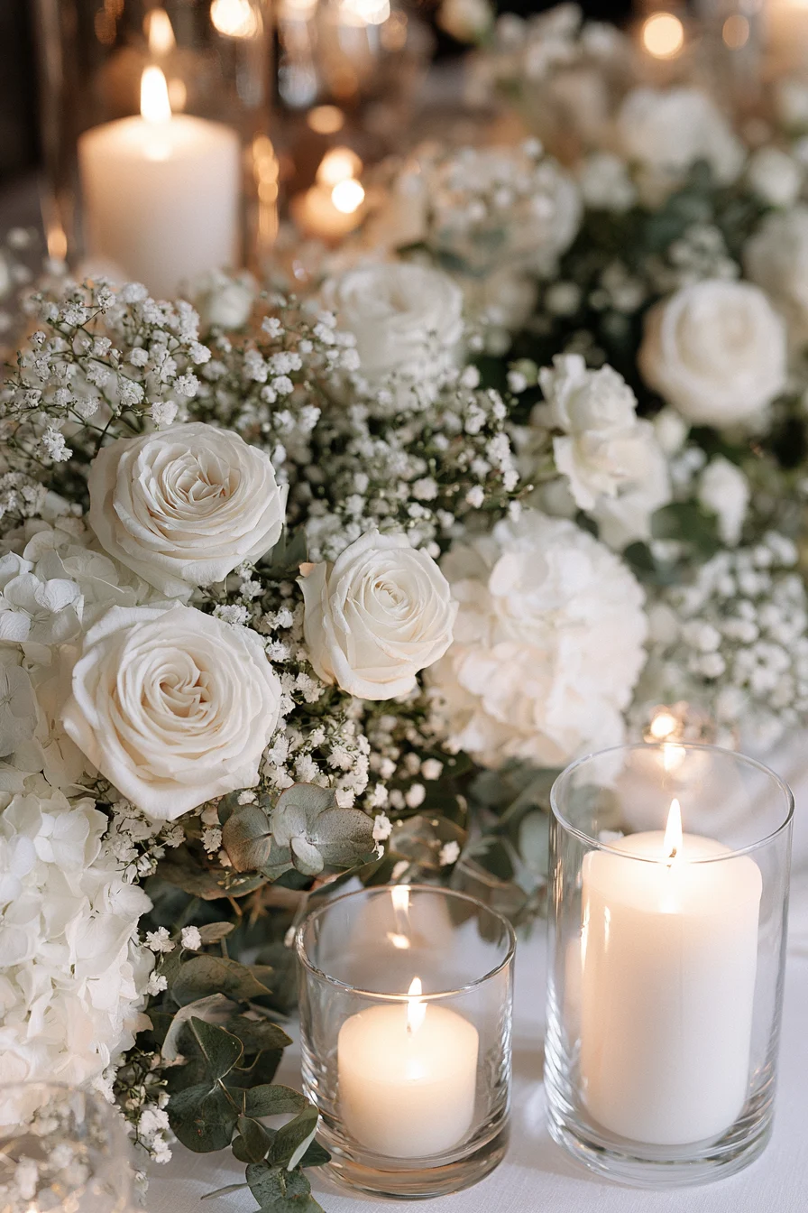 27 Cozy Winter Wedding Ideas For Dream Weddings 21 ivory winter floral arrangements 1