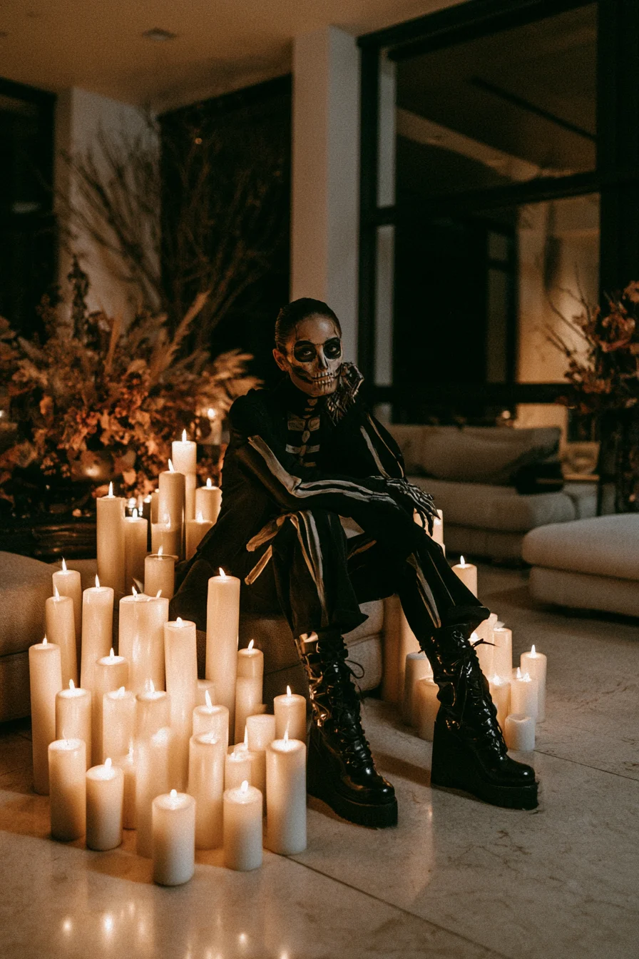 27 Black Halloween Costumes For A Spooky Look 21 stylish skeleton halloween glow 1