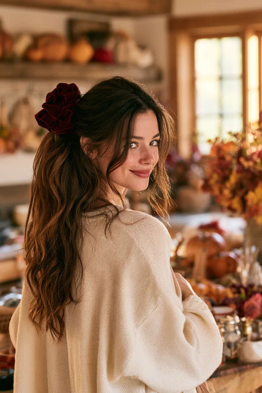 22 cozy velvet ponytail accent 1