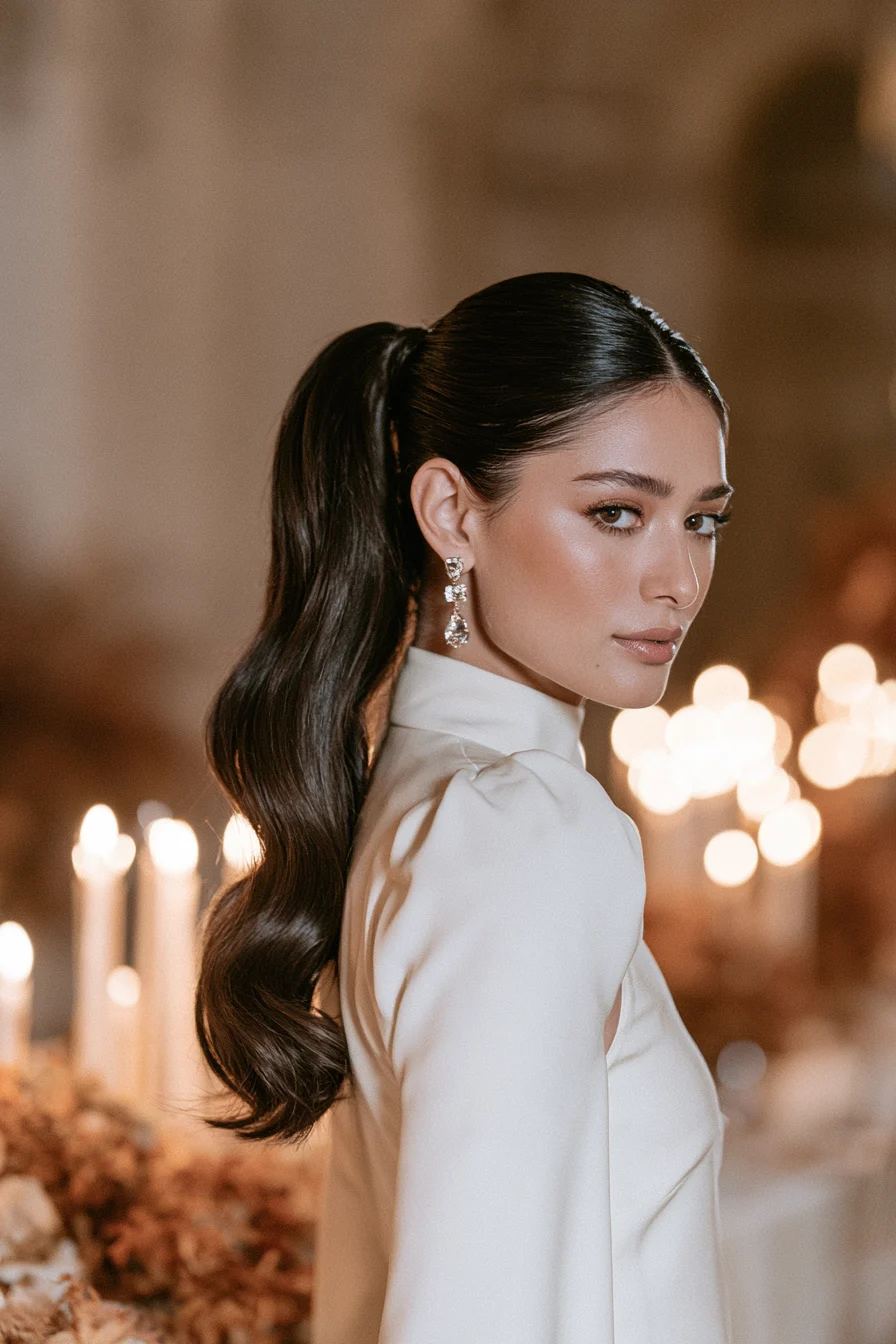 23 contemporary polished wedding ponytail 1
