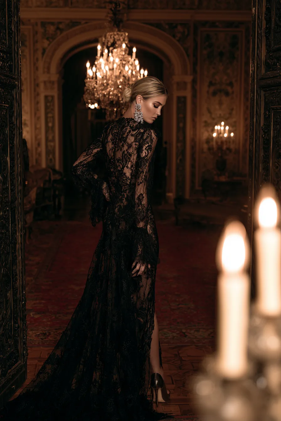 27 Black Halloween Costumes For A Spooky Look 23 romantic black lace glamour 1